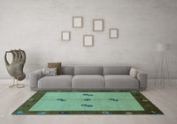 Machine Washable Abstract Light Blue Modern Rug, wshabs1885lblu