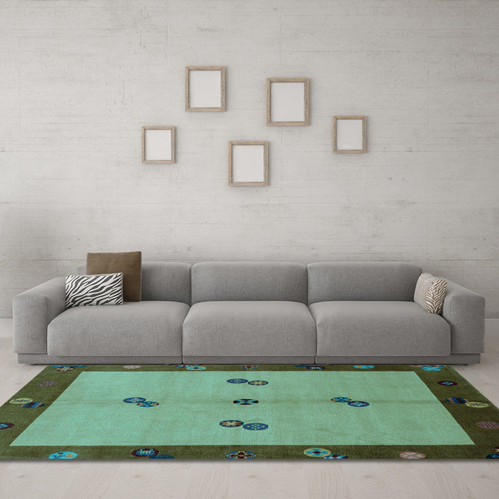 Machine Washable Abstract Light Blue Modern Rug in a Living Room, wshabs1885lblu