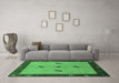 Machine Washable Abstract Emerald Green Modern Area Rugs in a Living Room,, wshabs1885emgrn