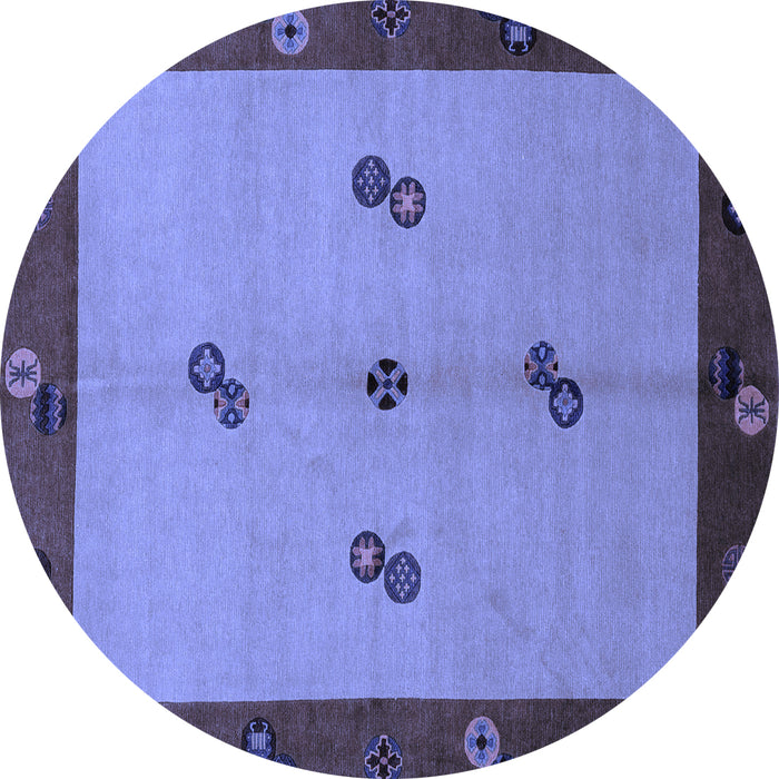 Round Machine Washable Abstract Blue Modern Rug, wshabs1885blu