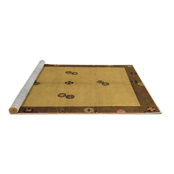 Sideview of Machine Washable Abstract Brown Modern Rug, wshabs1885brn