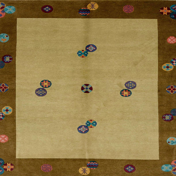 Square Machine Washable Abstract Orange Rug, wshabs1885