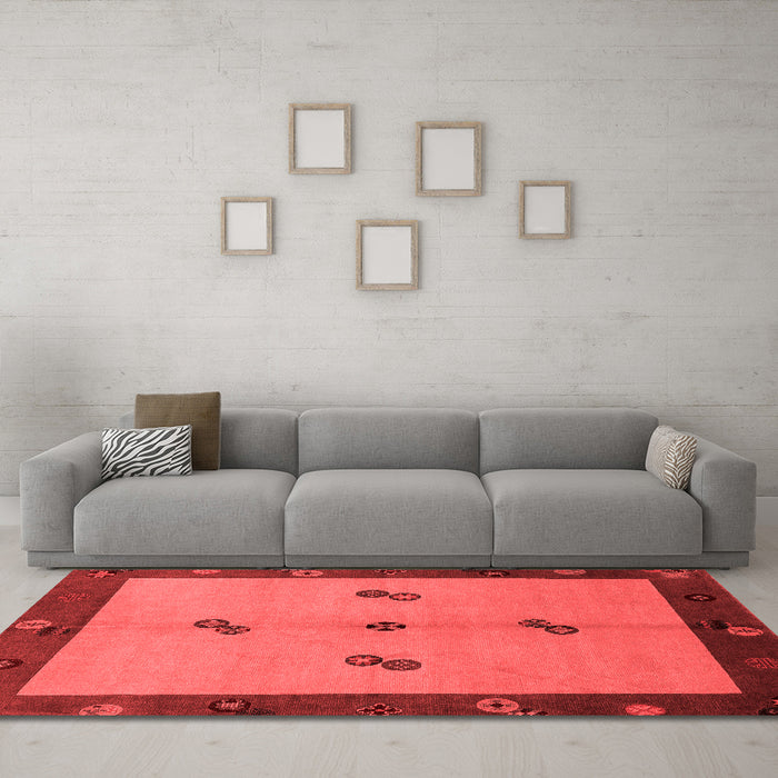 Modern Red Washable Rugs