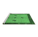 Sideview of Machine Washable Abstract Emerald Green Modern Area Rugs, wshabs1885emgrn