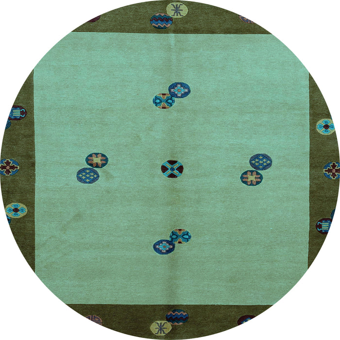 Round Machine Washable Abstract Light Blue Modern Rug, wshabs1885lblu