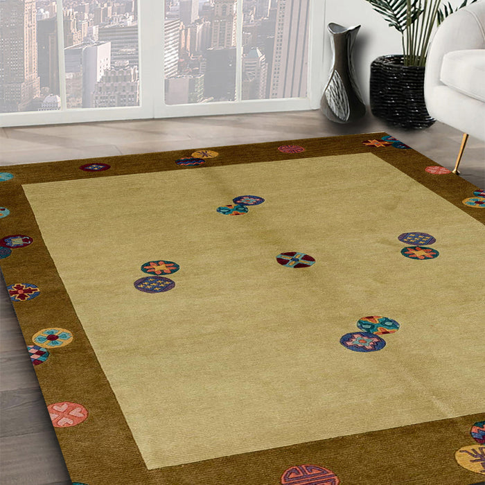 Machine Washable Abstract Orange Rug in a Family Room, wshabs1885