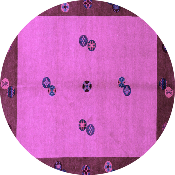 Round Machine Washable Abstract Purple Modern Area Rugs, wshabs1885pur