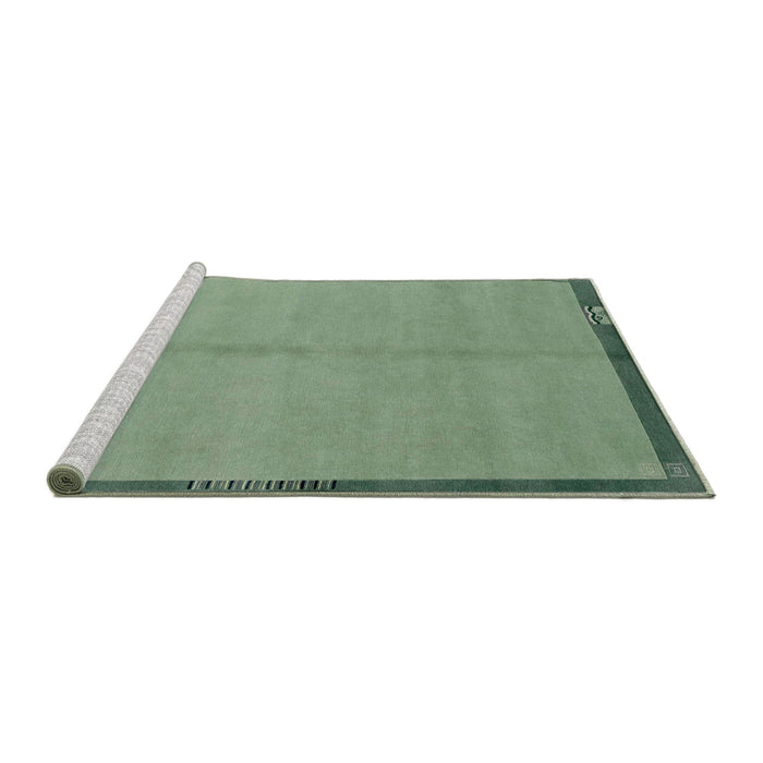 Sideview of Machine Washable Abstract Green Rug, wshabs1886