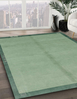 Machine Washable Abstract Green Rug in a Family Room, wshabs1886