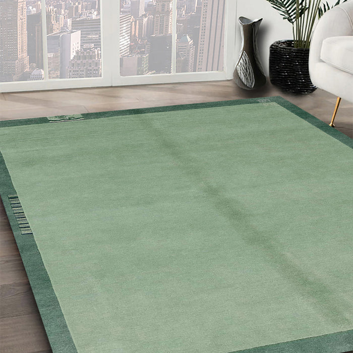 Machine Washable Abstract Green Rug in a Family Room, wshabs1886