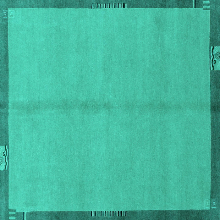 Square Machine Washable Abstract Turquoise Modern Area Rugs, wshabs1886turq