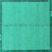 Square Machine Washable Abstract Turquoise Modern Area Rugs, wshabs1886turq