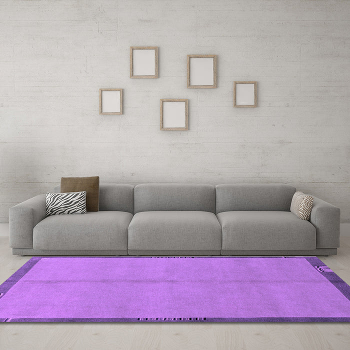 Machine Washable Abstract Purple Modern Area Rugs in a Living Room, wshabs1886pur