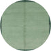 Round Machine Washable Abstract Green Rug, wshabs1886