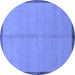 Round Machine Washable Abstract Blue Modern Rug, wshabs1886blu