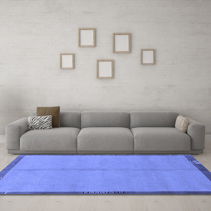 Machine Washable Abstract Blue Modern Rug in a Living Room, wshabs1886blu