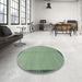 Round Abstract Green Modern Rug in a Office, abs1886