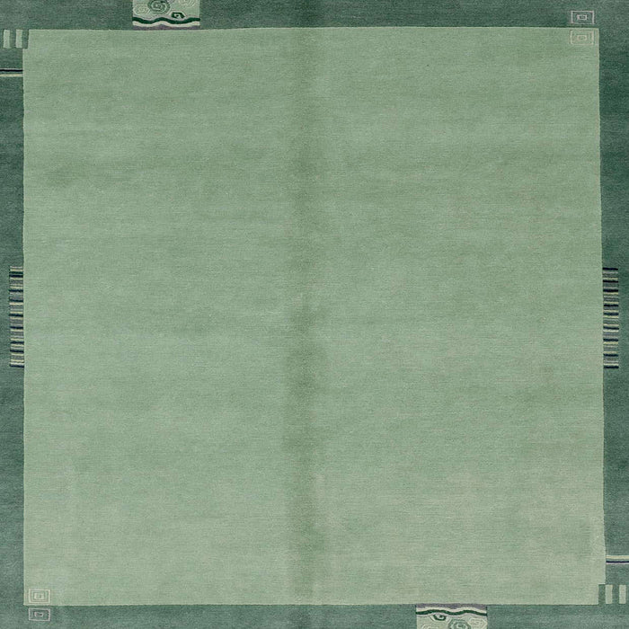 Square Machine Washable Abstract Green Rug, wshabs1886