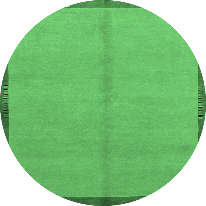 Round Abstract Emerald Green Modern Rug, abs1886emgrn