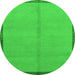 Round Machine Washable Abstract Green Modern Area Rugs, wshabs1886grn