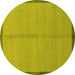 Round Machine Washable Abstract Yellow Modern Rug, wshabs1886yw