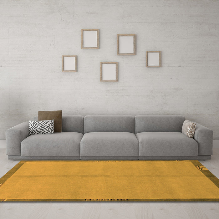 Machine Washable Abstract Orange Modern Area Rugs in a Living Room, wshabs1886org
