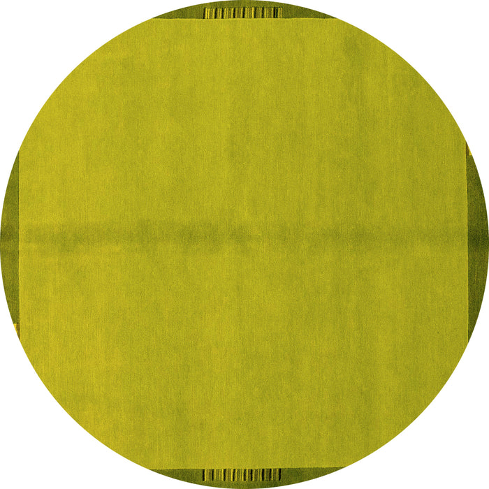 Round Abstract Yellow Modern Rug, abs1886yw