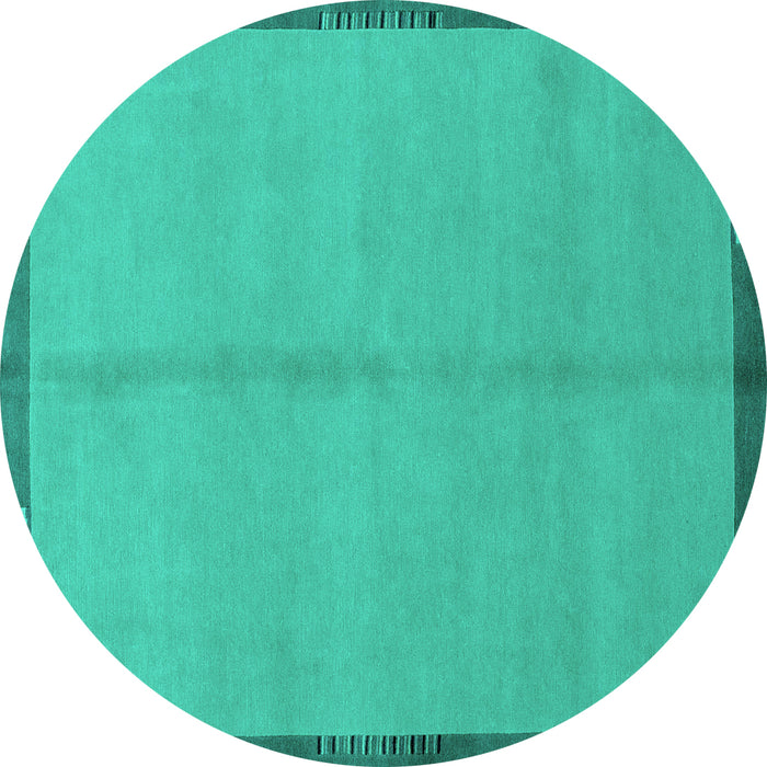 Round Machine Washable Abstract Turquoise Modern Area Rugs, wshabs1886turq