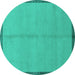 Round Machine Washable Abstract Turquoise Modern Area Rugs, wshabs1886turq