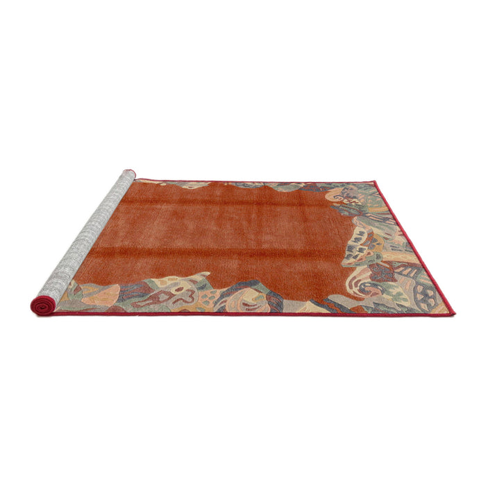 Sideview of Machine Washable Abstract Light Copper Gold Rug, wshabs1887