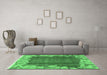 Machine Washable Abstract Emerald Green Modern Area Rugs in a Living Room,, wshabs1887emgrn