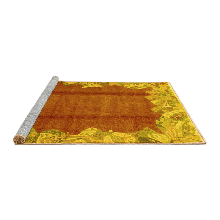 Sideview of Machine Washable Abstract Yellow Modern Rug, wshabs1887yw
