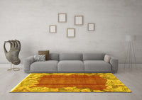 Machine Washable Abstract Yellow Modern Rug, wshabs1887yw