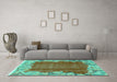 Machine Washable Abstract Turquoise Modern Area Rugs in a Living Room,, wshabs1887turq