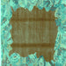 Square Abstract Turquoise Modern Rug, abs1887turq