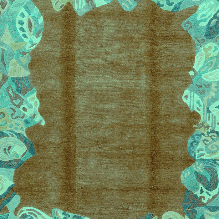 Machine Washable Abstract Turquoise Modern Area Rugs, wshabs1887turq