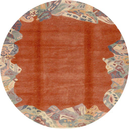 Round Machine Washable Abstract Light Copper Gold Rug, wshabs1887