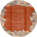 Round Machine Washable Abstract Light Copper Gold Rug, wshabs1887