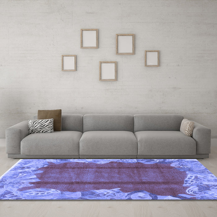 Machine Washable Abstract Blue Modern Rug in a Living Room, wshabs1887blu