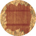 Round Abstract Brown Modern Rug, abs1887brn