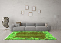 Machine Washable Abstract Green Modern Rug, wshabs1887grn