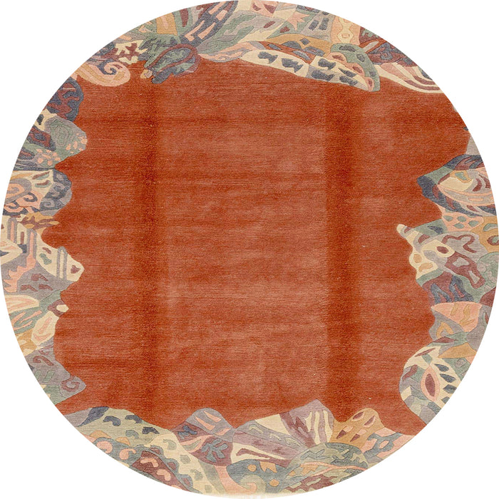 Round Abstract Light Copper Gold Modern Rug, abs1887