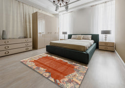 Abstract Light Copper Gold Modern Rug in a Bedroom, abs1887