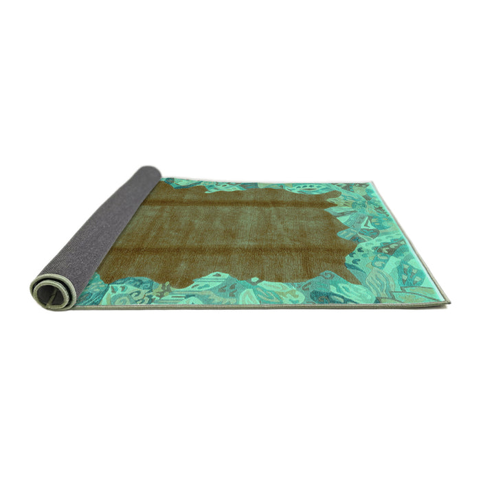 Sideview of Abstract Turquoise Modern Rug, abs1887turq