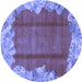 Round Abstract Blue Modern Rug, abs1887blu