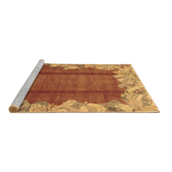 Sideview of Machine Washable Abstract Brown Modern Rug, wshabs1887brn