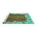 Sideview of Machine Washable Abstract Turquoise Modern Area Rugs, wshabs1887turq