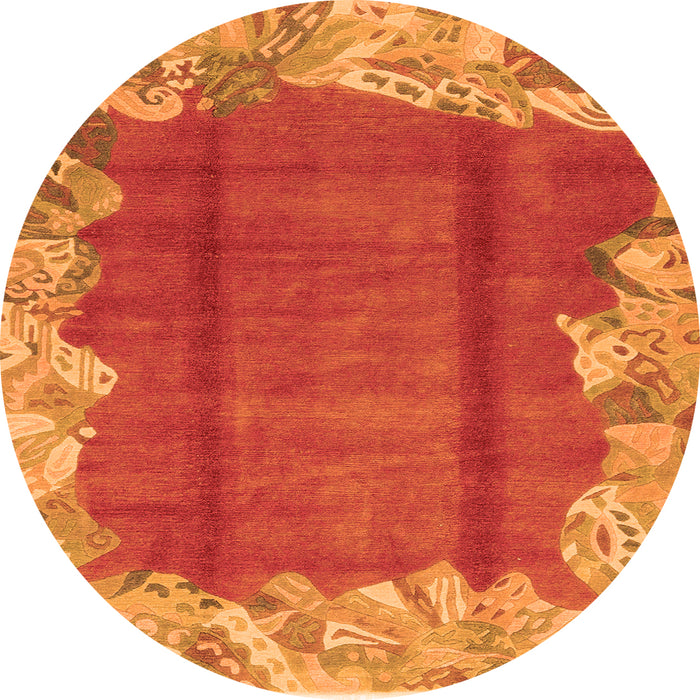 Round Abstract Orange Modern Rug, abs1887org