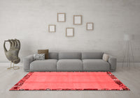 Machine Washable Abstract Red Modern Rug, wshabs1888red