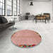 Round Abstract Light Salmon Rose Pink Modern Rug in a Office, abs1888